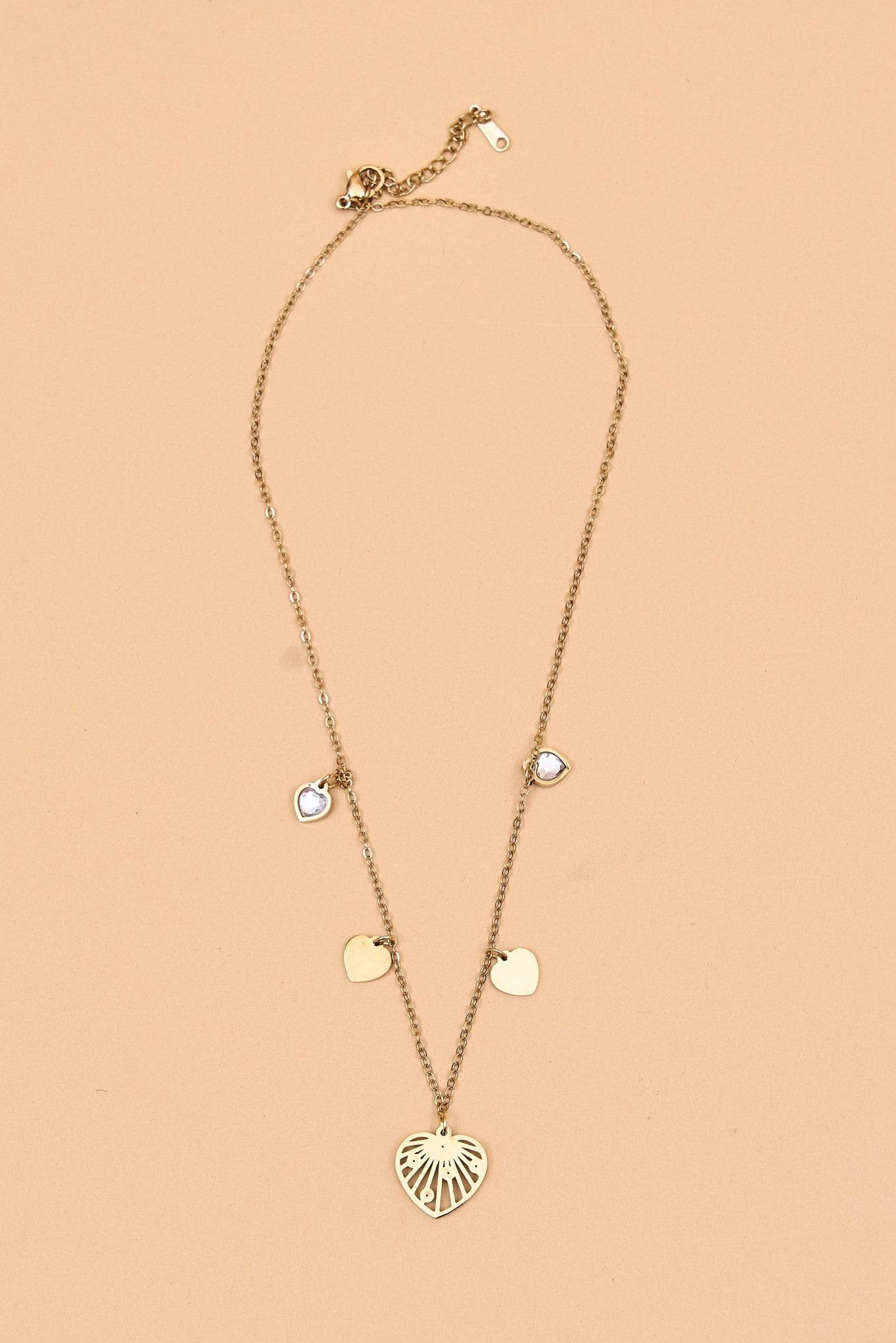 Stainless Steel Necklace With Hearts Detailing - Meiala Official