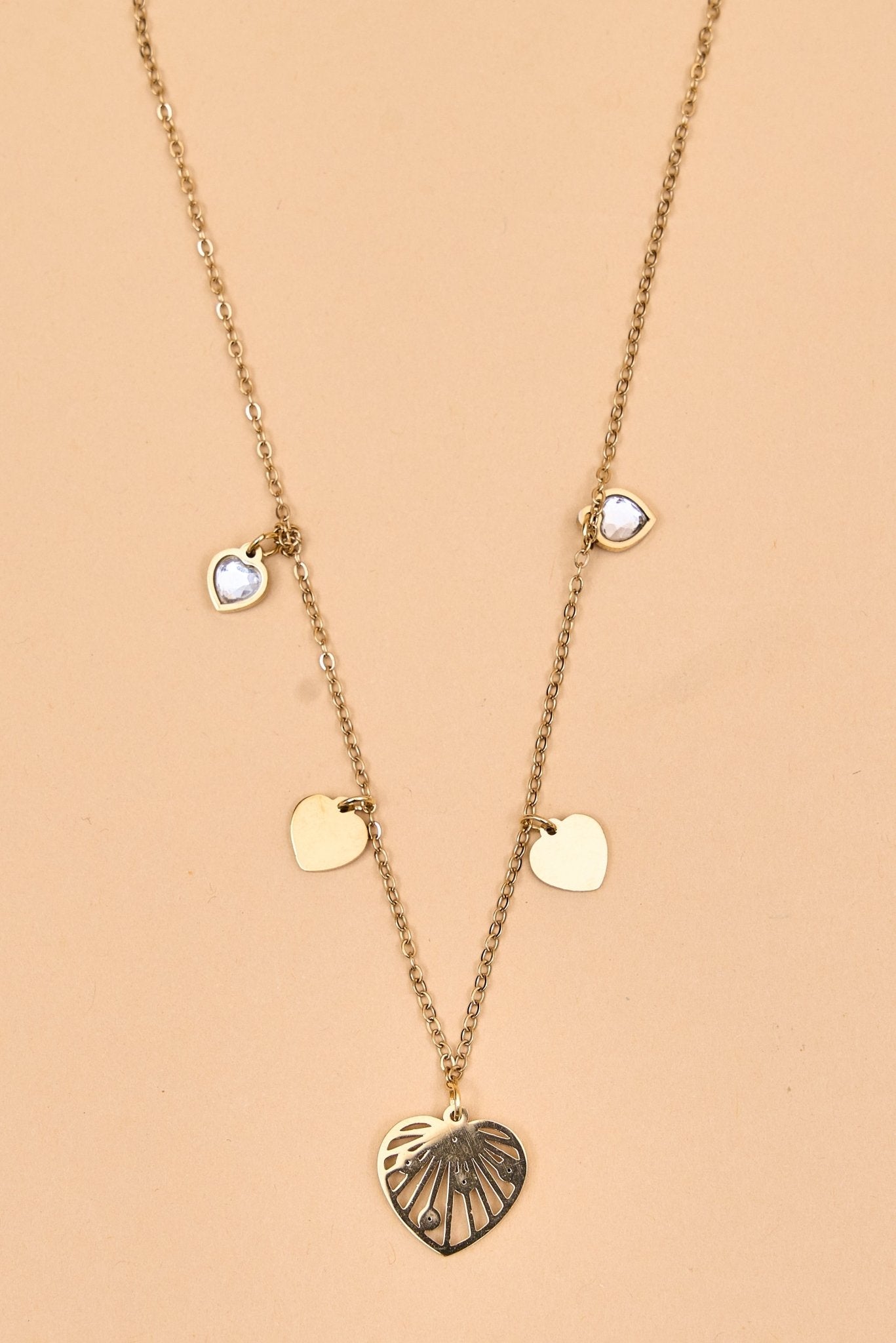 Stainless Steel Necklace With Hearts Detailing - Meiala Official