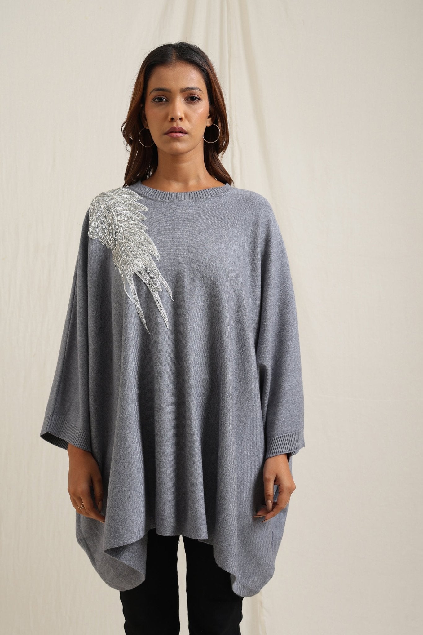 Sweater With Beaded Leaf Embellishment - Meiala Official