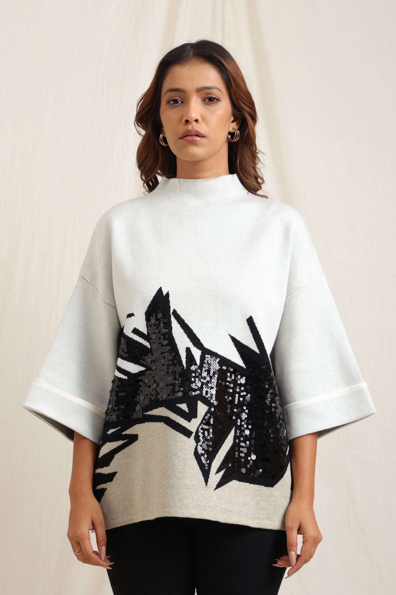 Sweater With Textured Landscape Design - Meiala Official