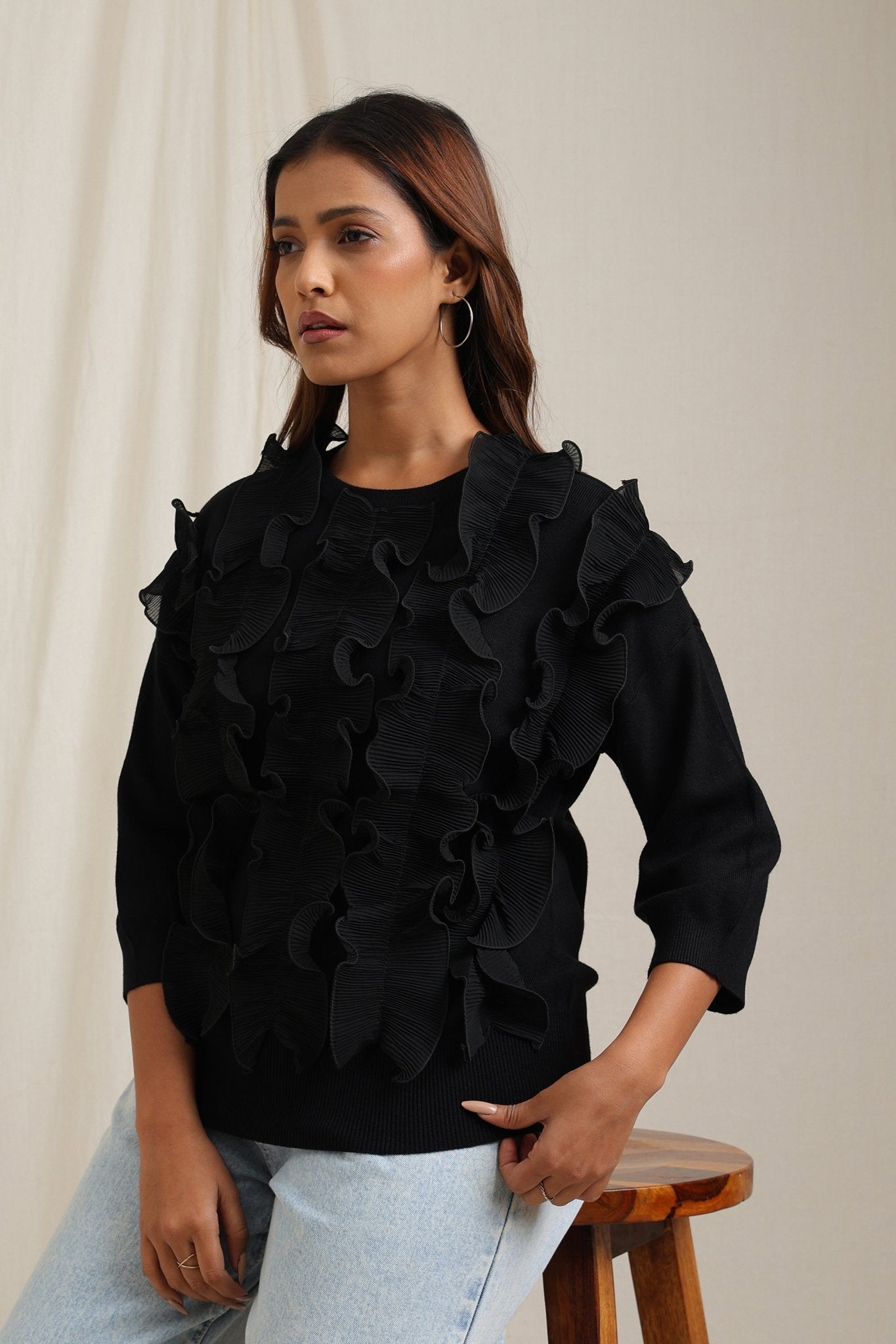 Textured Floral Knit Sweater - Meiala Official