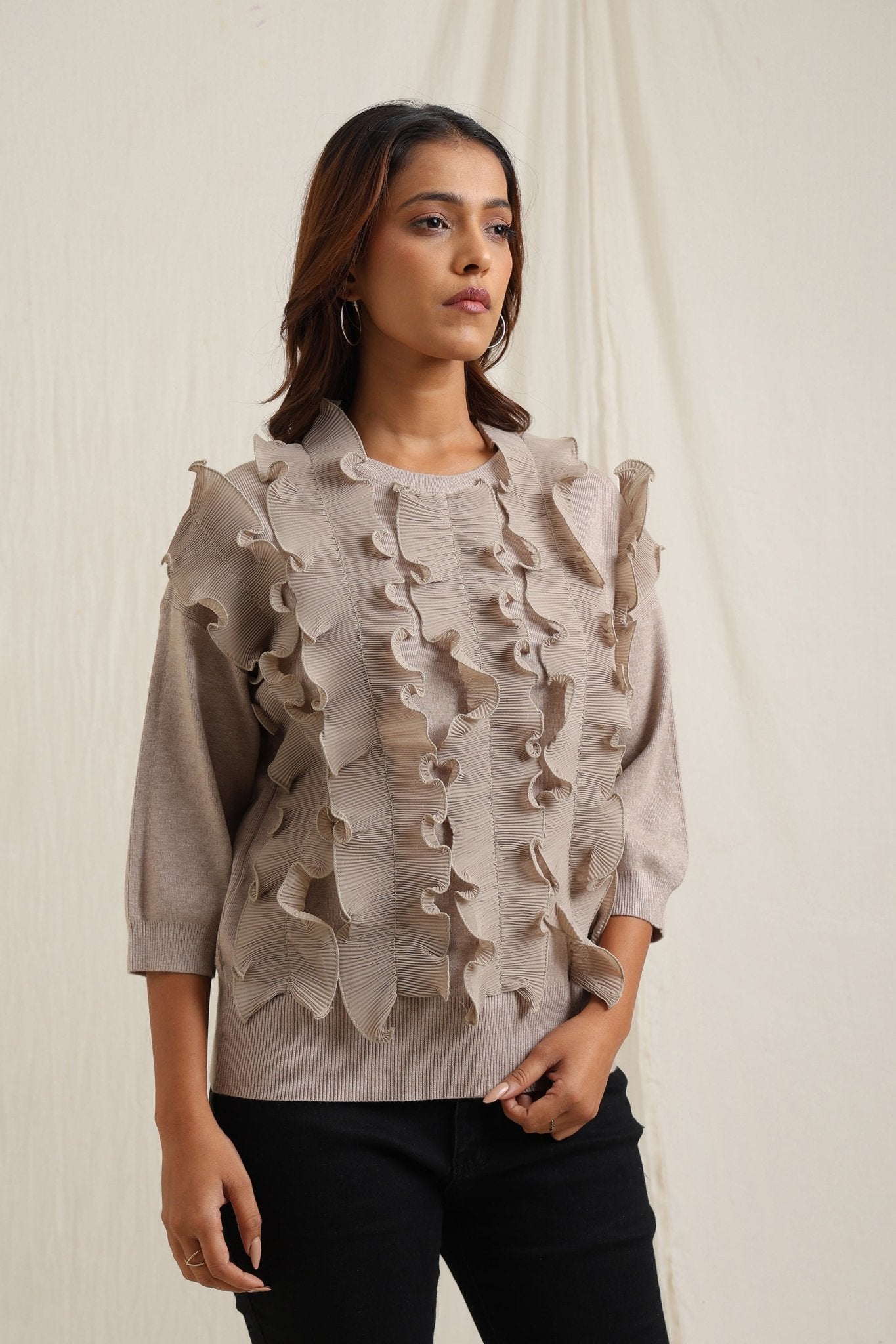 Textured Floral Knit Sweater - Meiala Official