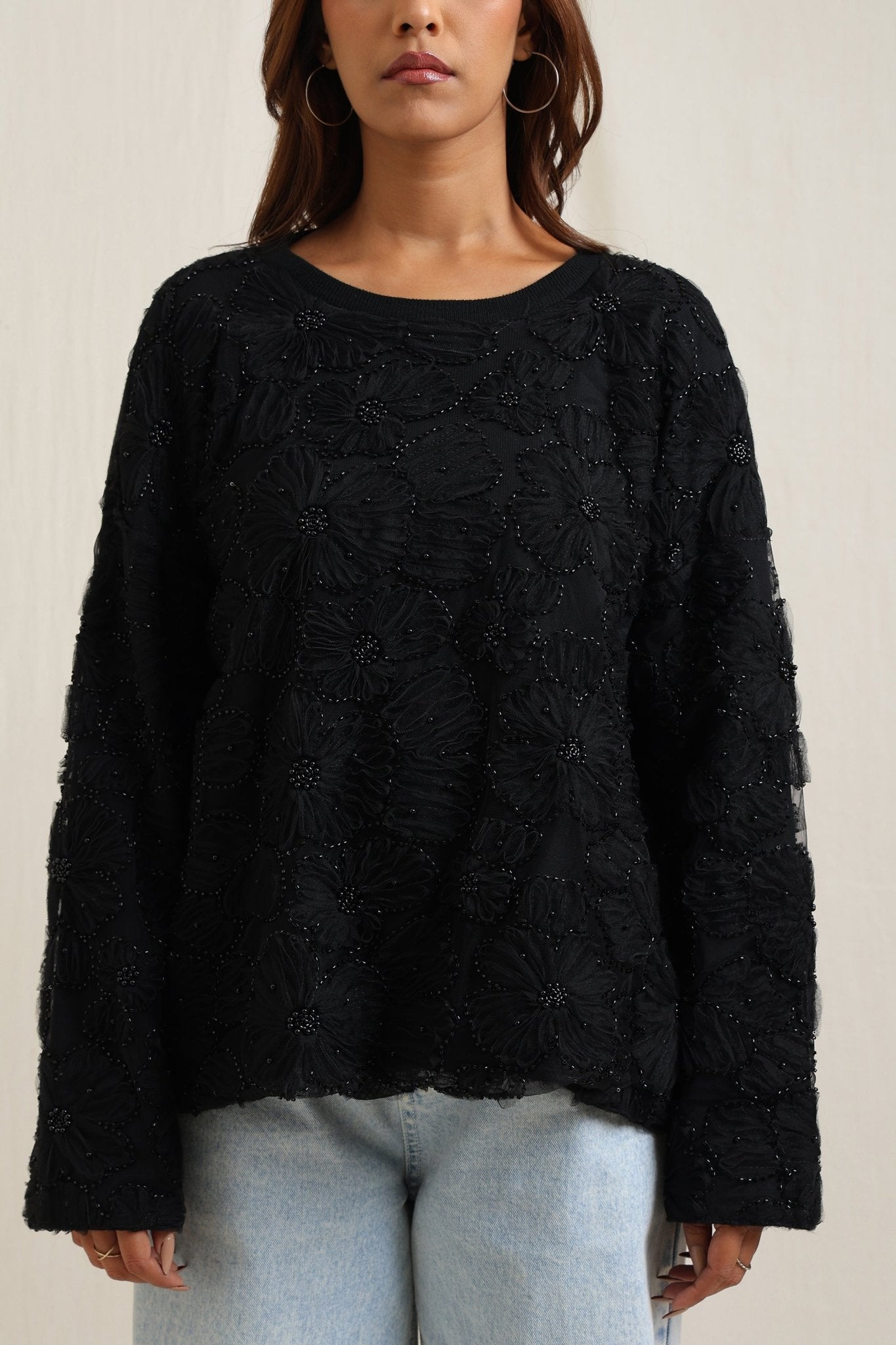 Textured Sweater With Allover Embelishments - Meiala Official