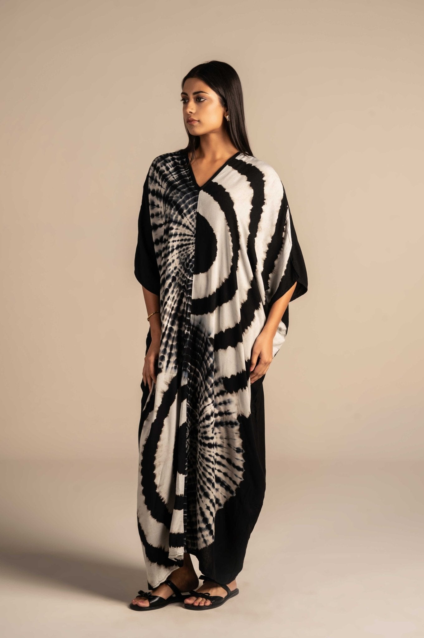 Tie Dye kaftaan dress with striking abstract patterns - Meiala Official