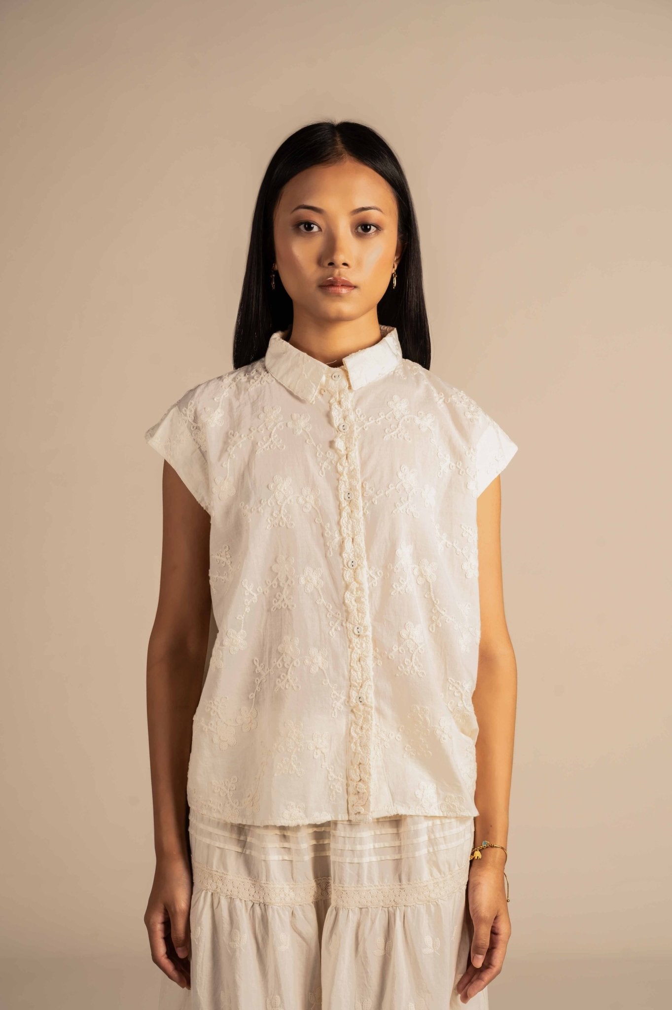 Tonal embroidered shirt - Meiala Official