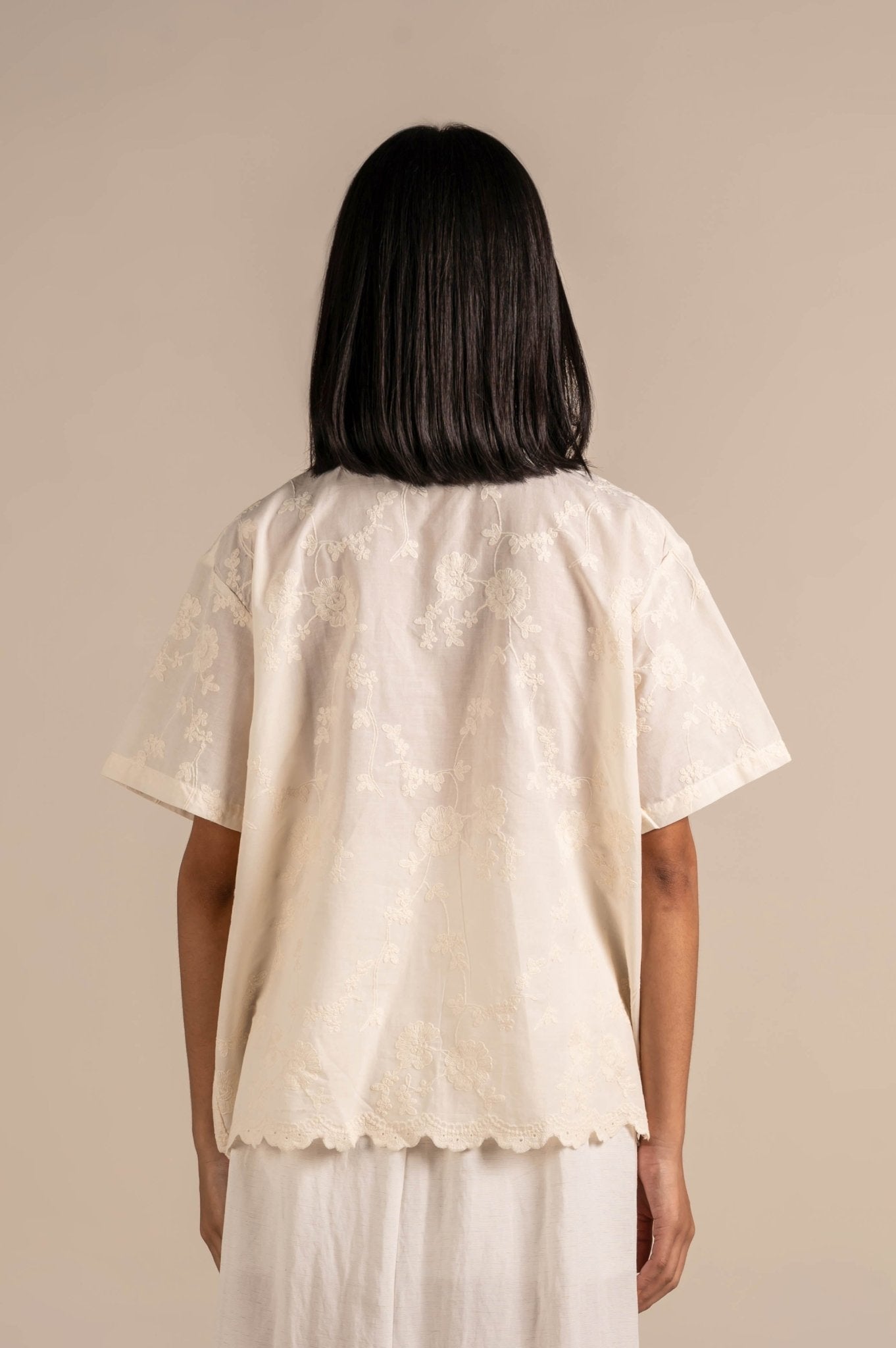 Tone on tone embroidered shirt - Meiala Official