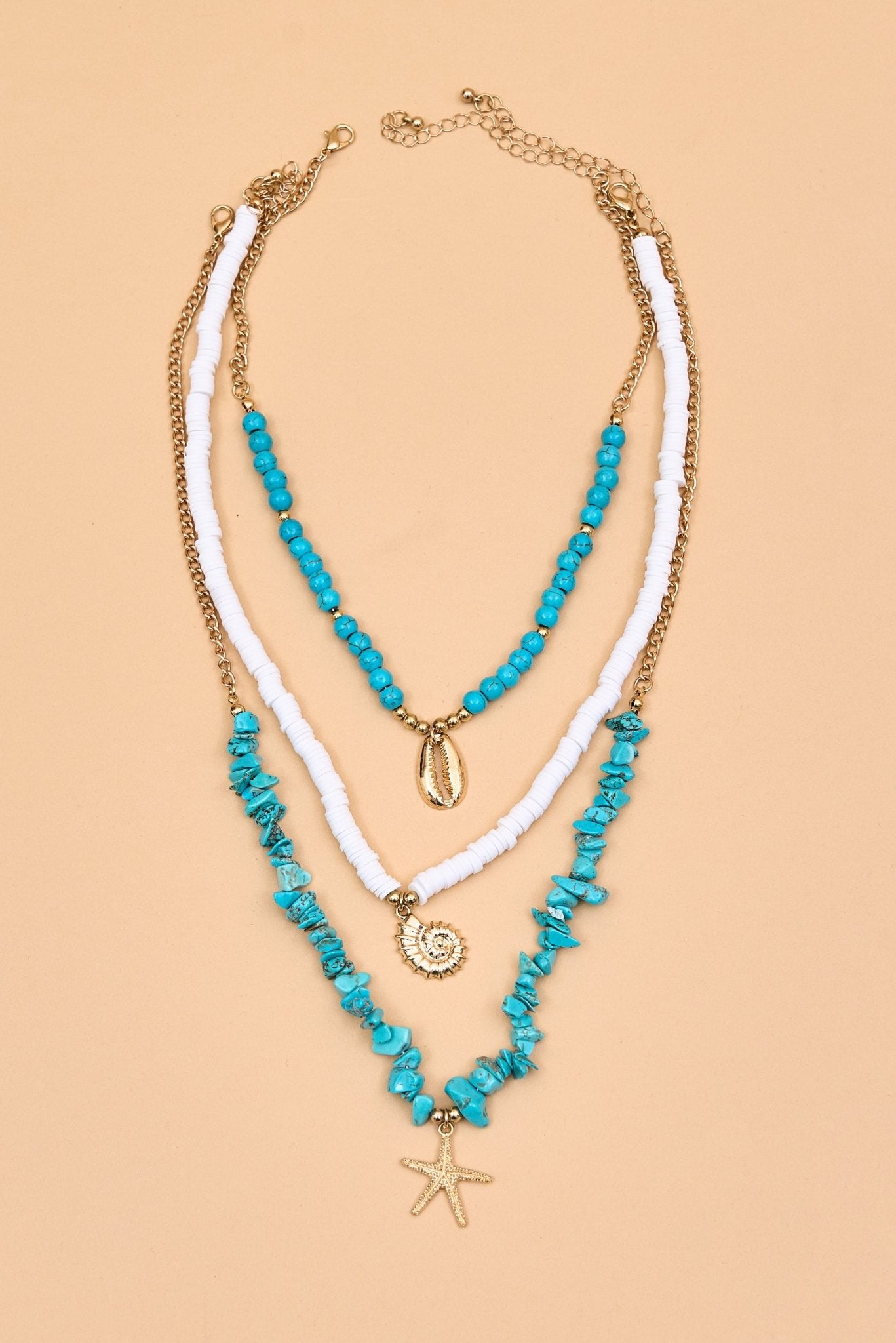 Western Charm Three Layered Beaded Necklace - Meiala Official