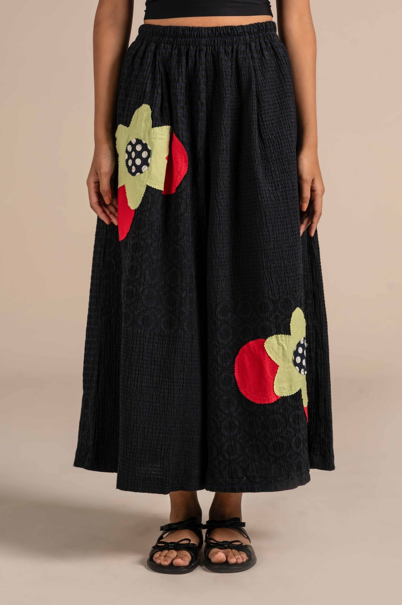 Wide leg pants with floral appliques - Meiala Official